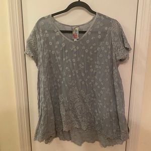 Powder Blue Johnny Was Blouse